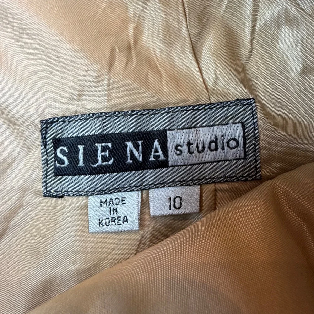 Siena Studio‎ Vintage Gold Metallic Leather Pencil Skirt Womens Sz 10 High Waist